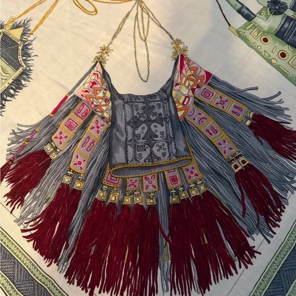 Hermes cashmere Scarf in Green and Blue - Picture 6 of 10